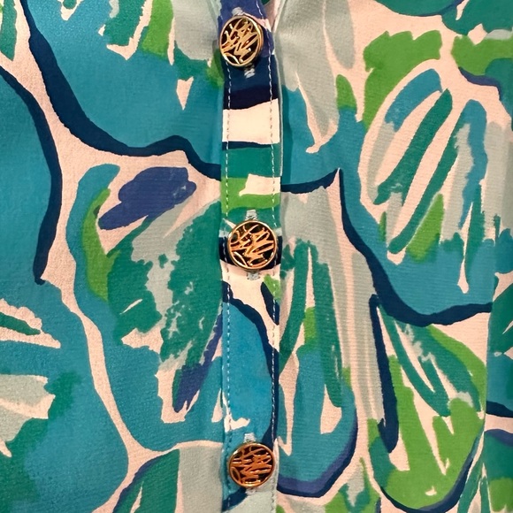 Lilly Pulitzer Sunny Shoulder Elsa Top in Agate Green Lazy River (Medium) - Picture 11 of 13